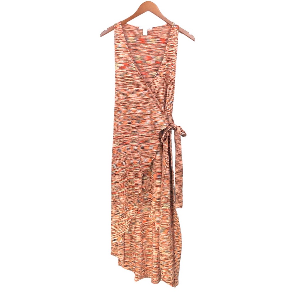 Alice + Olivia Orange Sleeveless Hi Low Wrap Dress Size Small